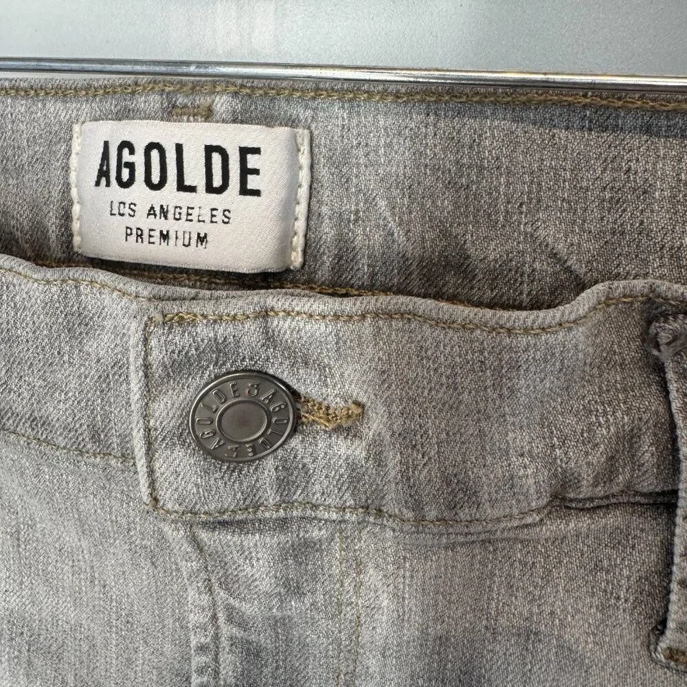 Agolde | Feel Good Sophie High Rise Crop Distressed Gray Denim Jeans - Picture 5 of 11